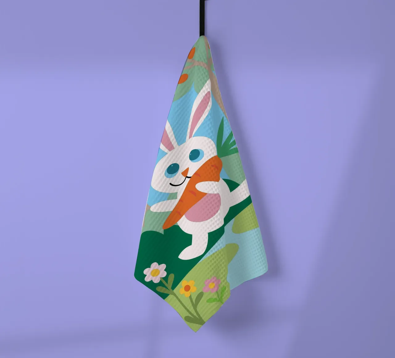 Lapin portant une carotte torchon de CUTE ANIMALS