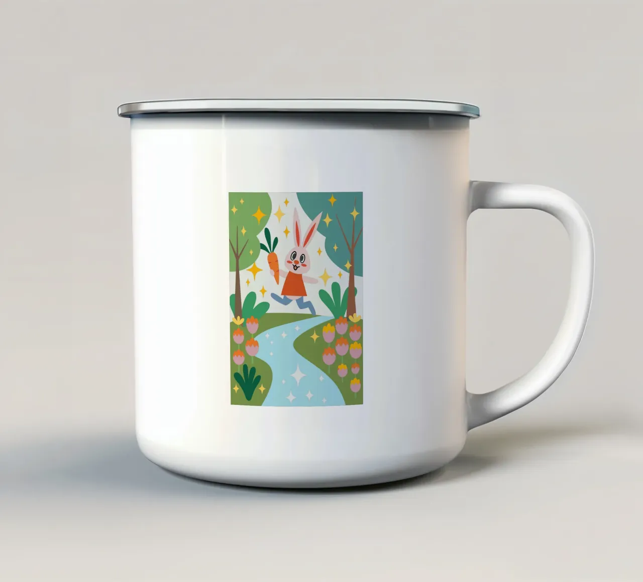 Coniglio che porta una carota tazza in smalto da CUTE ANIMALS