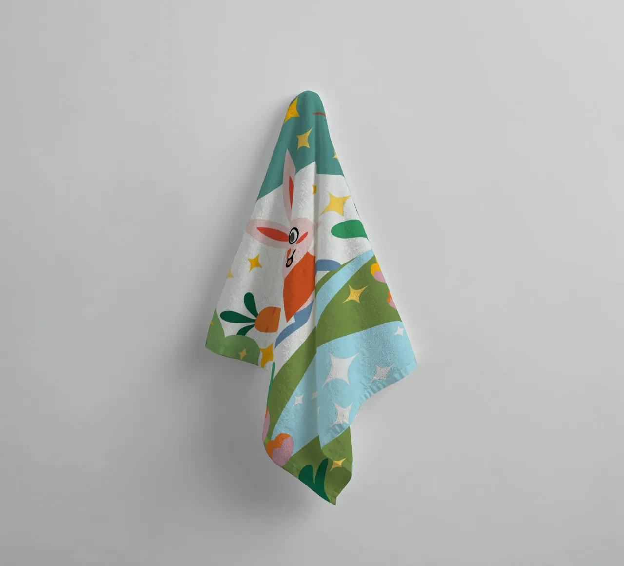 Rabbit Carrying a Carrot towel by CUTE ANIMALS