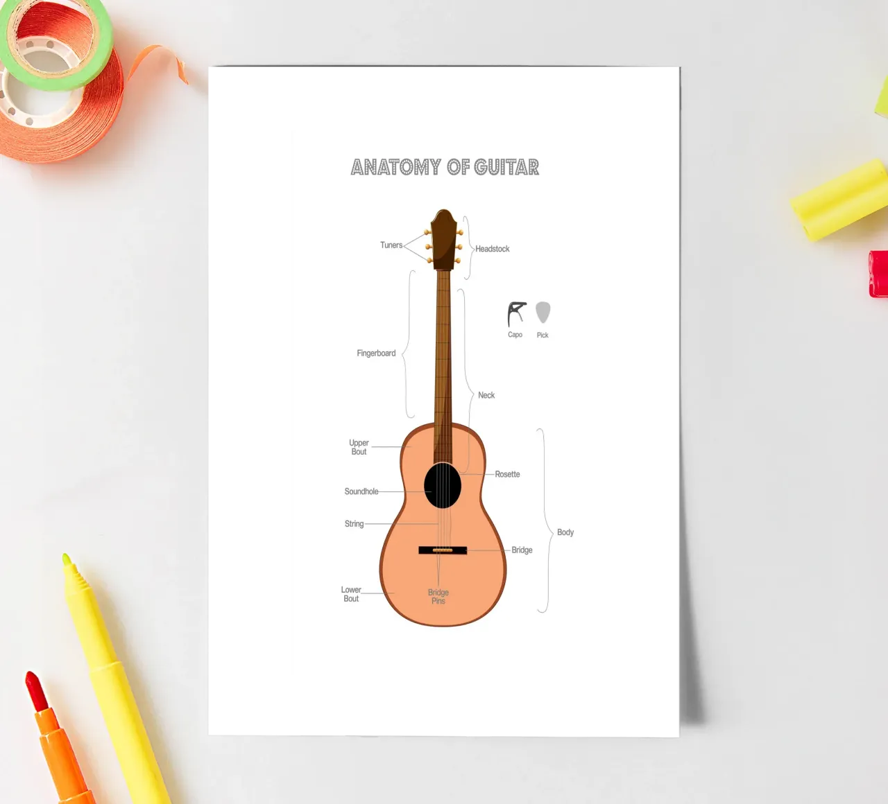 Anatomy of a Guitar foglio adesivo da Attaboy Dsgn