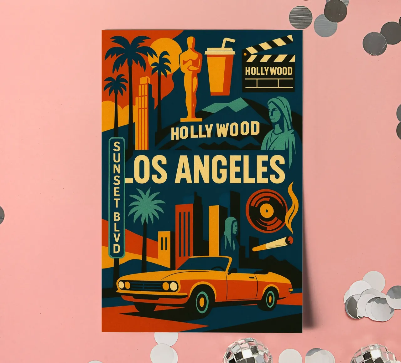 LOS ANGELES - Sunset & Cinema sticker sheet by JETLAG | affiches voyage