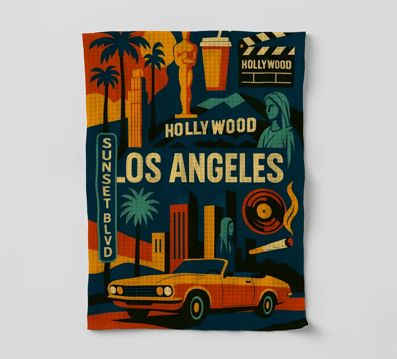 LOS ANGELES - Sunset & Cinema tea towel by JETLAG | affiches voyage