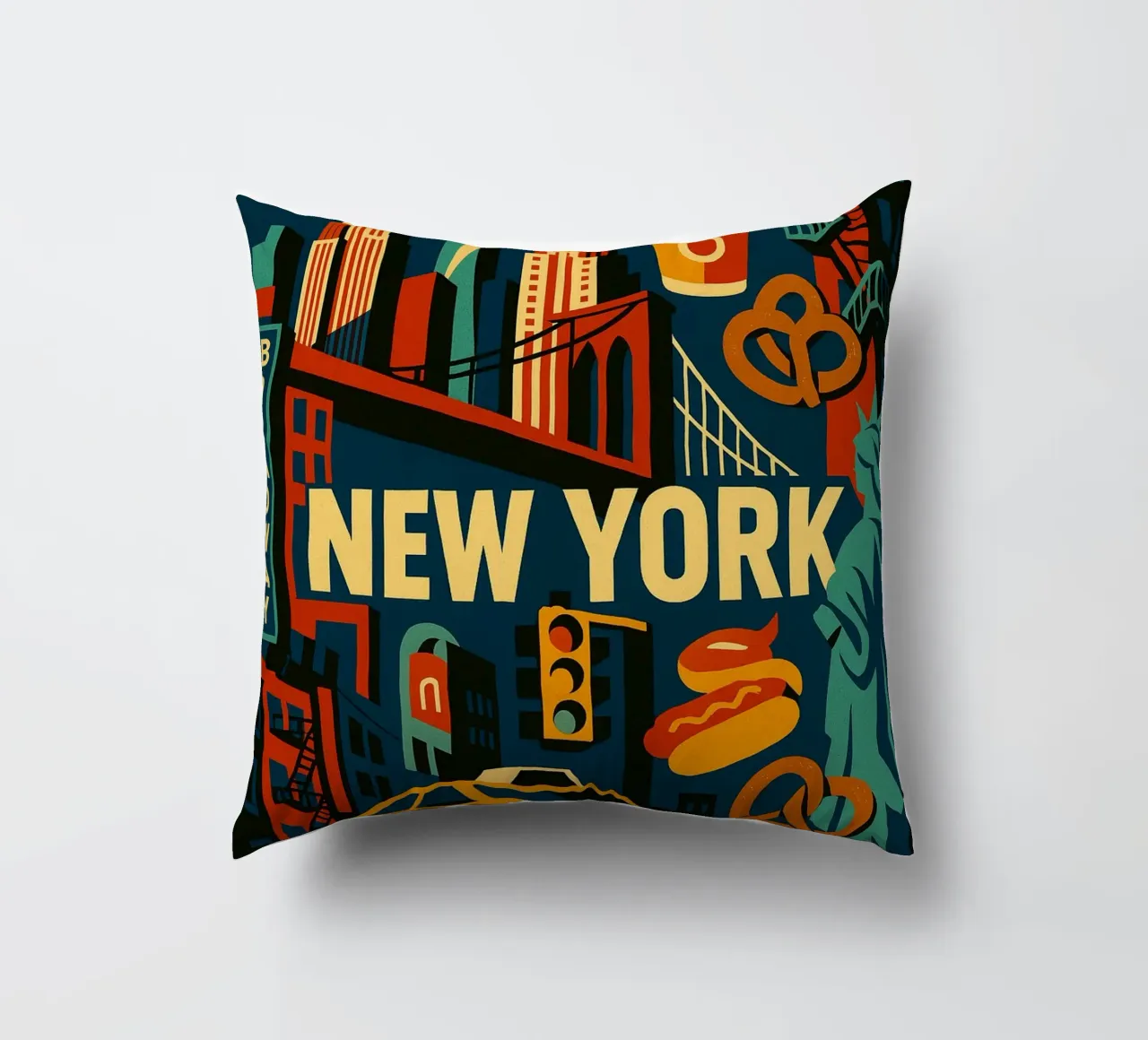 NEW YORK - Broadway and the legendary Skyline decorative cushion by JETLAG | affiches voyage