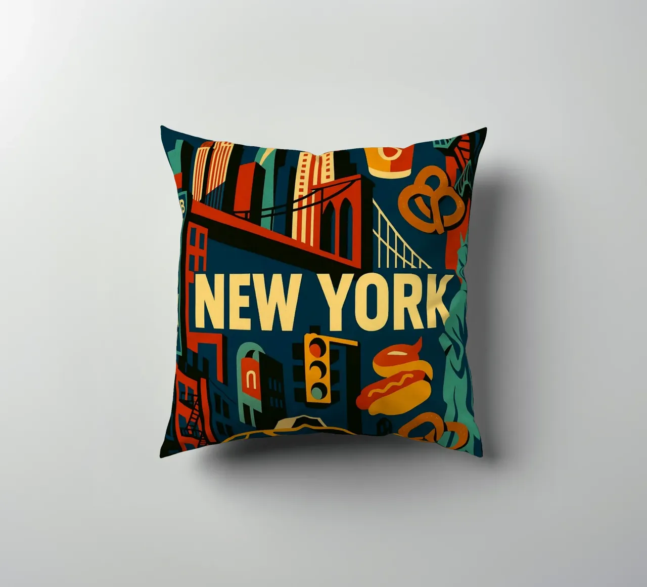 NEW YORK - Broadway and the legendary Skyline decorative cushion by JETLAG | affiches voyage