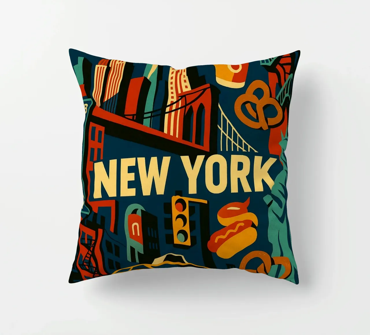 NEW YORK - Broadway and the legendary Skyline decorative cushion by JETLAG | affiches voyage