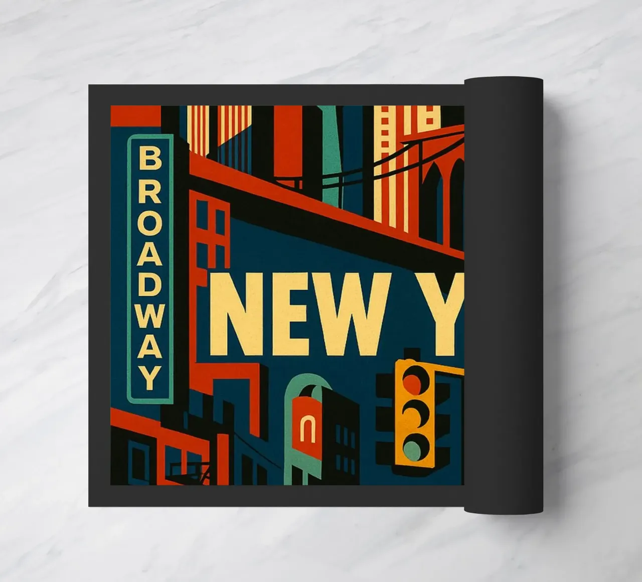 NEW YORK - Broadway and the legendary Skyline doormat by JETLAG | affiches voyage