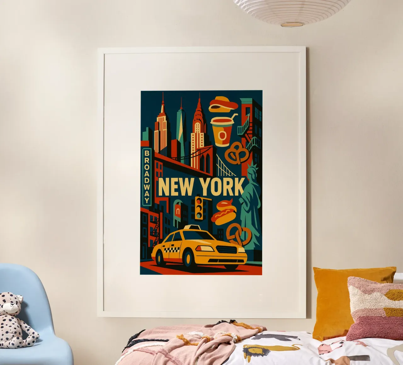 NEW YORK - Broadway and the legendary Skyline poster with plastic frame by JETLAG | affiches voyage