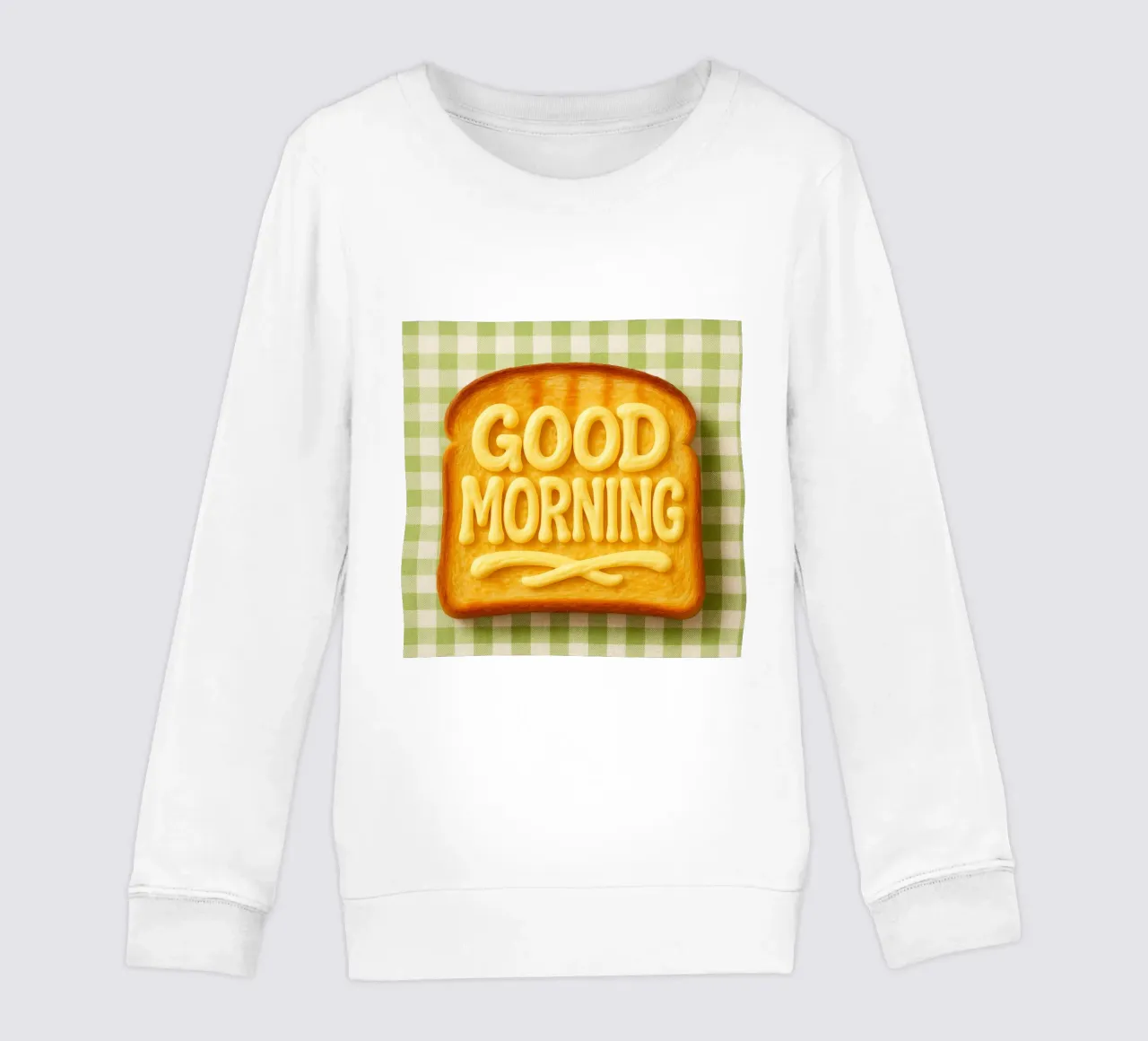Good morning toast with butter kids sweatshirt by RB-Quotes