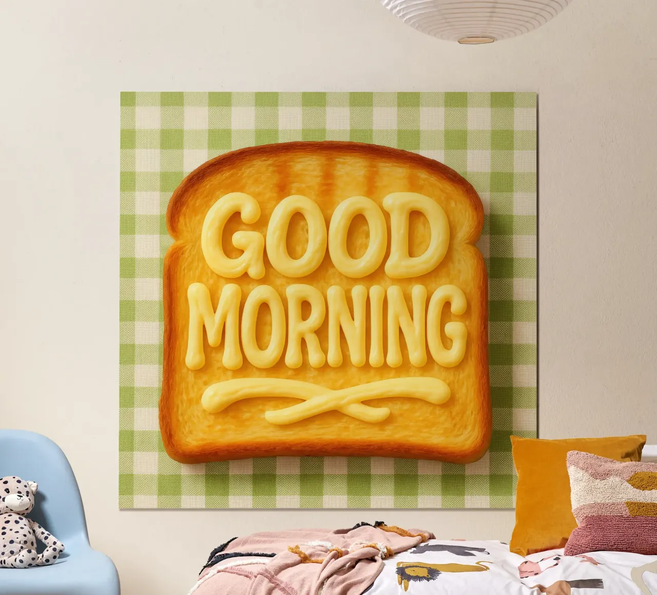 Good morning toast with butter poster with aluminum frame by RB-Quotes