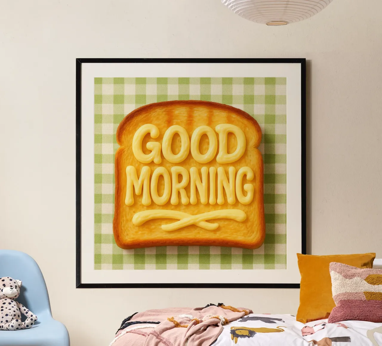 Good morning toast with butter poster with aluminum frame by RB-Quotes