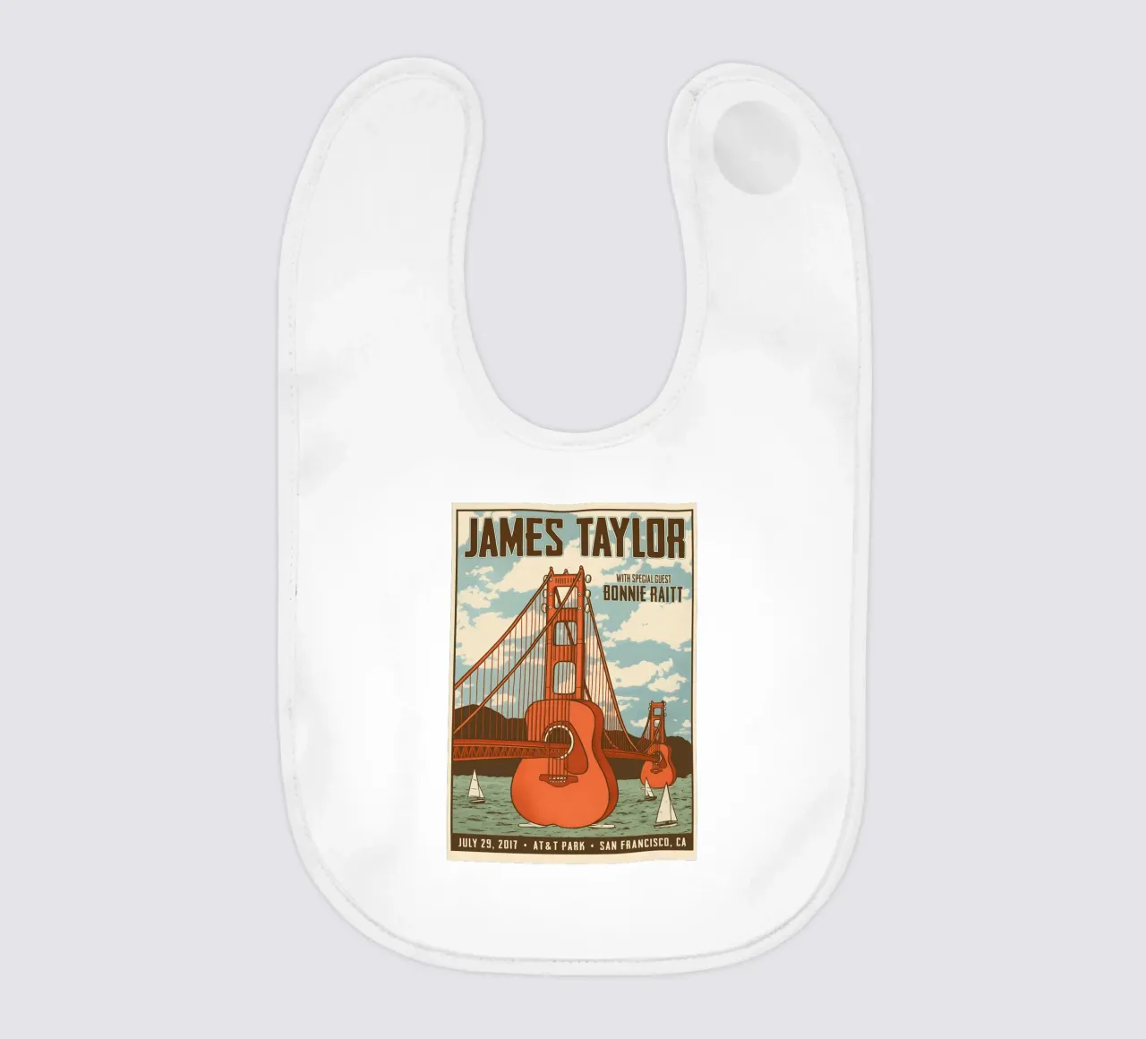 Vintage Tin Signs James Taylor with Bonnie Raitt Concert baby bib by DGUnder