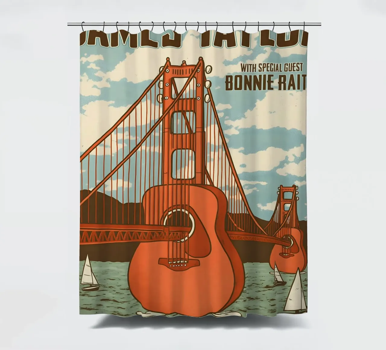 Vintage Tin Signs James Taylor with Bonnie Raitt Concert shower curtain by DGUnder