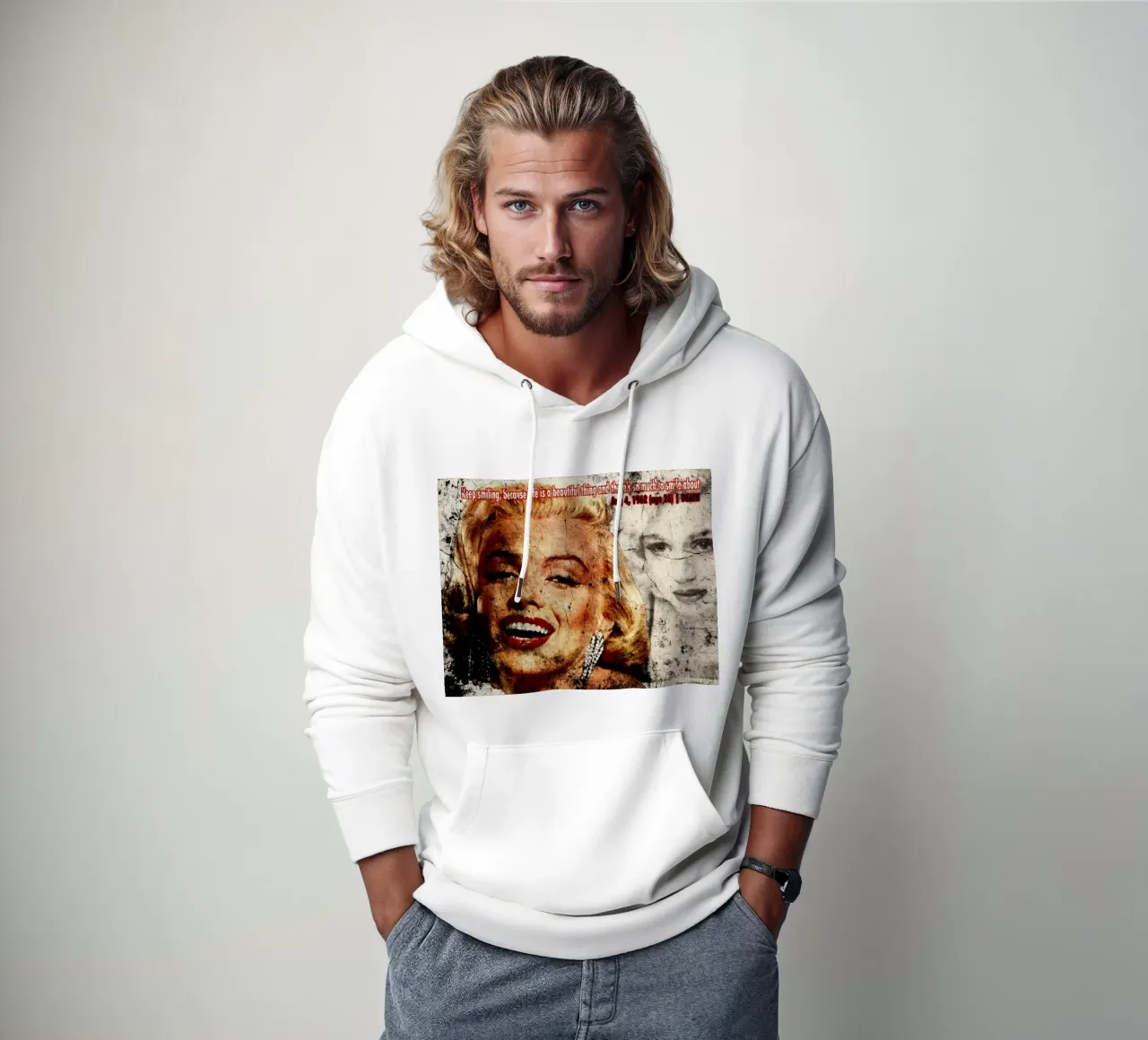 Marilyn Monroe Muro antico felpa con cappuccio da Abasa Inaraya