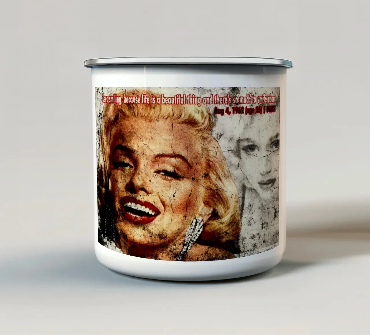 Marilyn Monroe Muro antico tazza in smalto da Abasa Inaraya