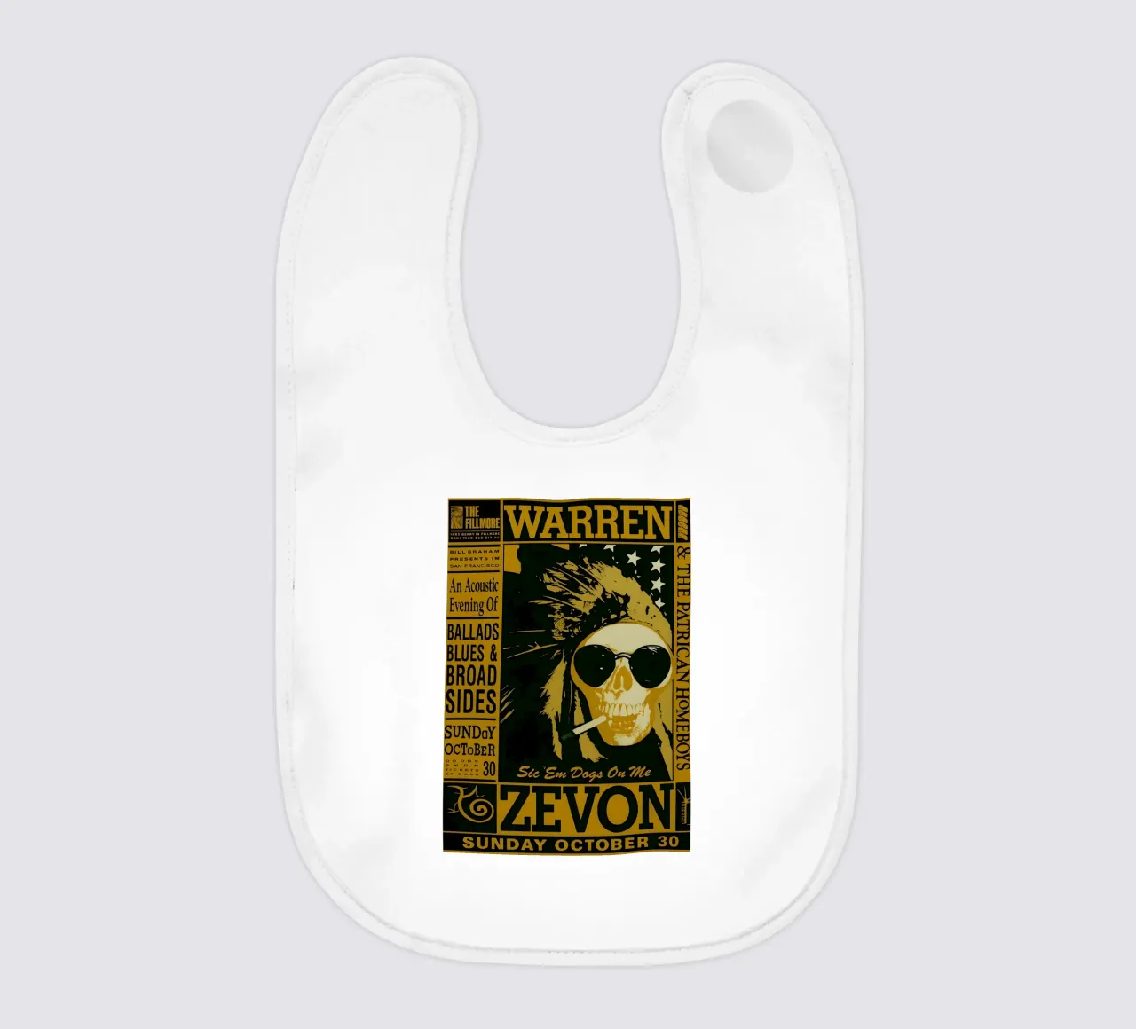 Warren Zevon Fillmore 1988 Mini Concert baby bib by DGUnder