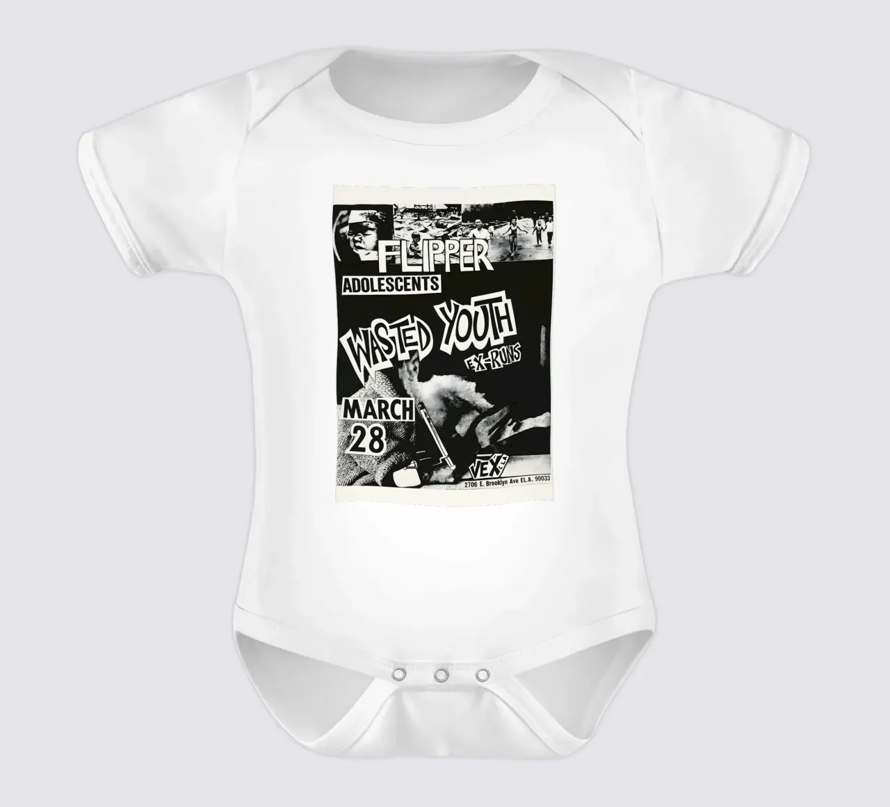 Wasted Youth Punk Flyer Posters and Art Prints short-sleeve baby romper by DGUnder