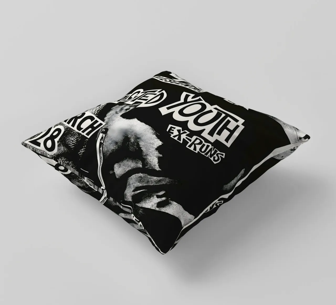 Wasted Youth Punk Flyer Posters and Art Prints decorative cushion by DGUnder