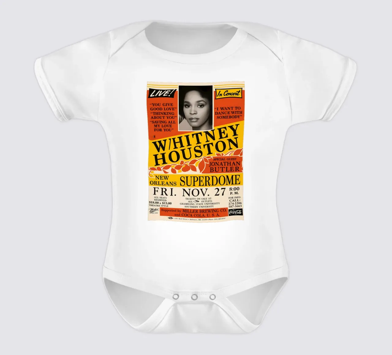 Whitney Houston 1987 Concert short-sleeve baby romper by DGUnder