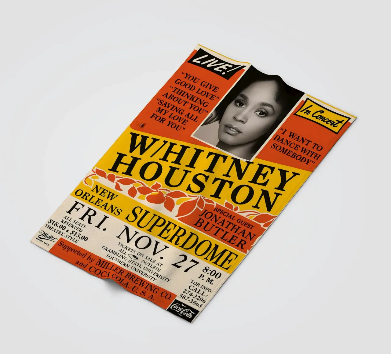 Whitney Houston 1987 Concert fleece blanket by DGUnder