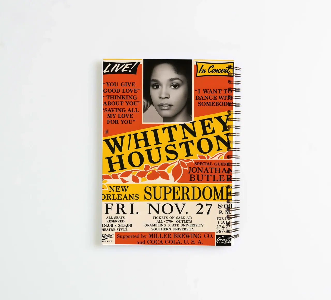 Whitney Houston 1987 Concert spiral notebook by DGUnder
