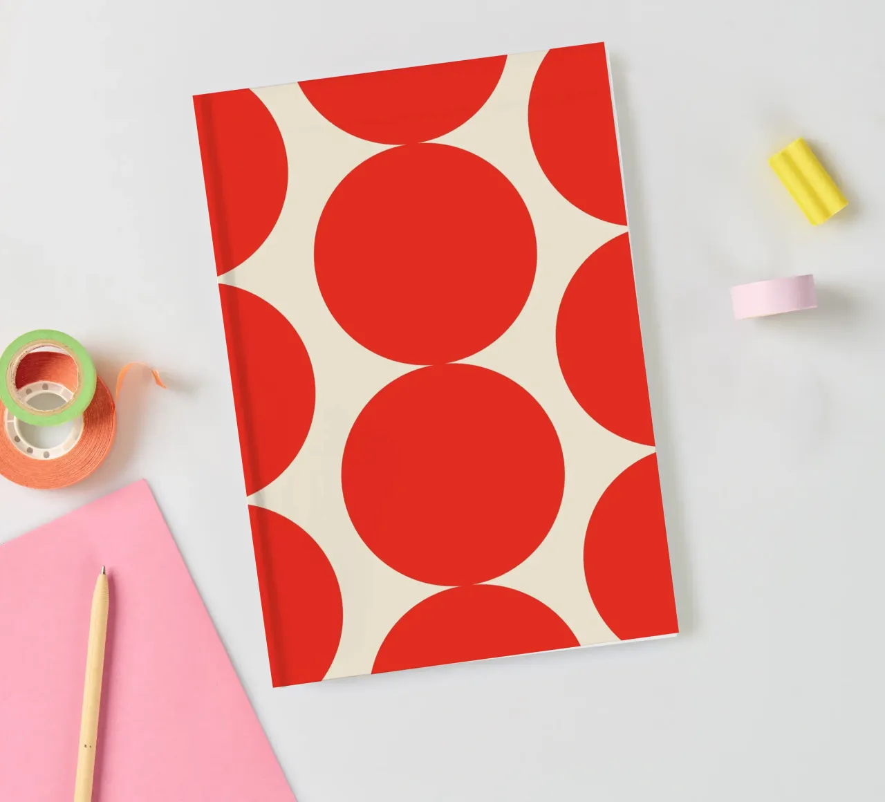 Red Dot Circle Abstract notebook by galihstudio