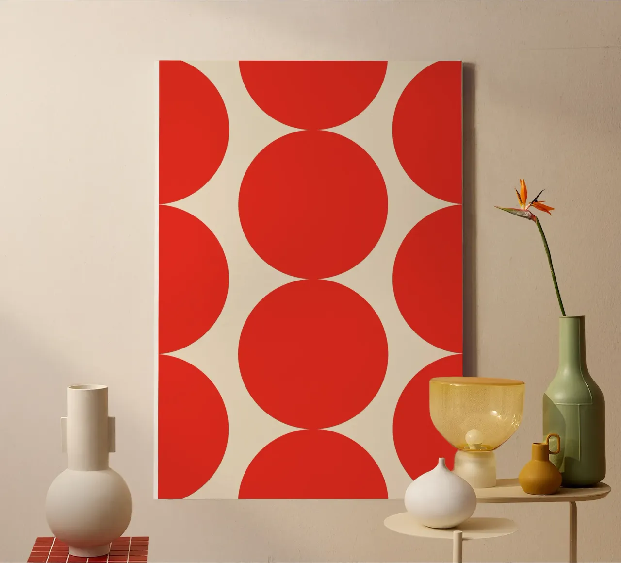Red Dot Circle Abstract canvas by galihstudio