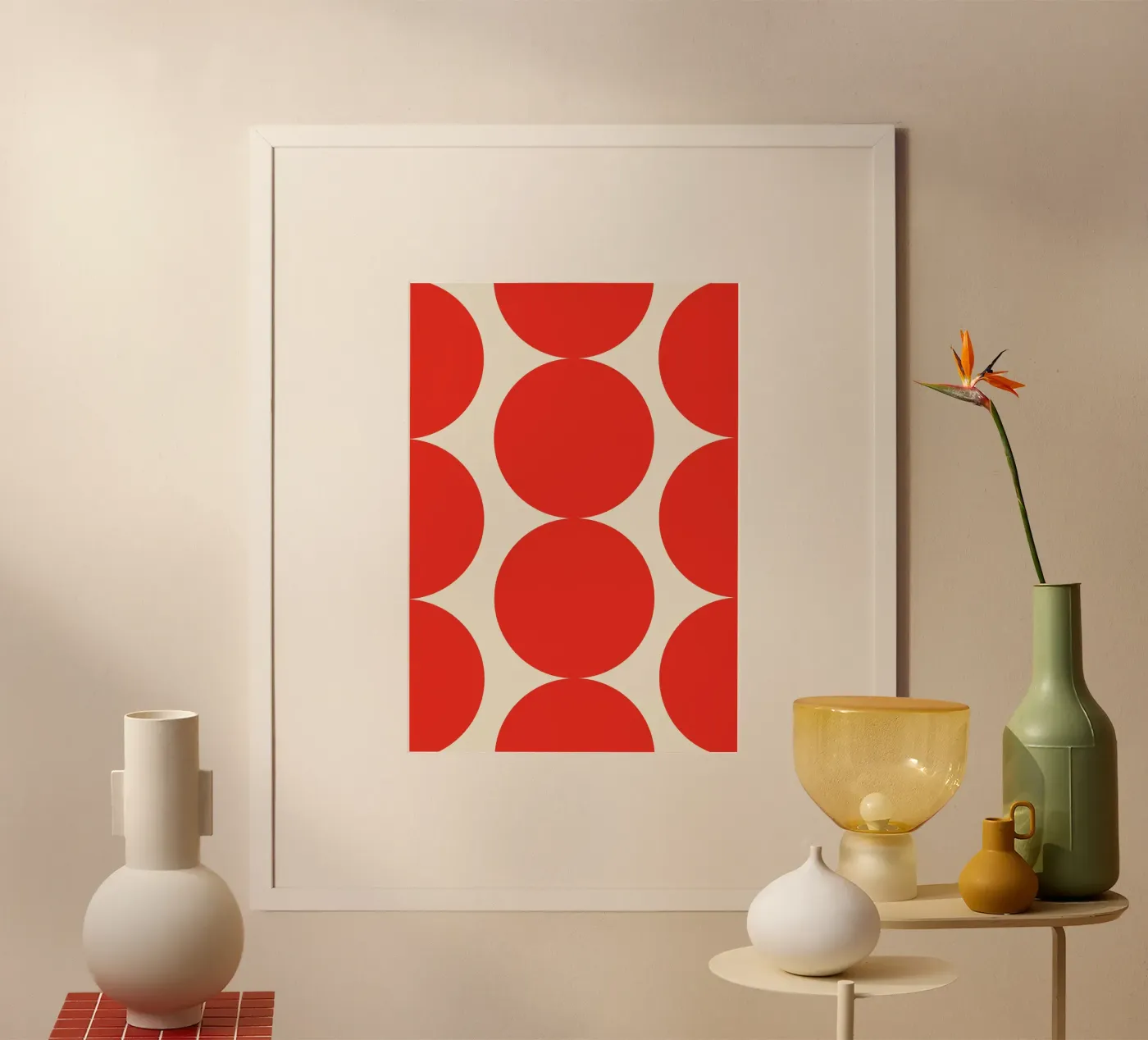 Red Dot Circle Abstract poster by galihstudio