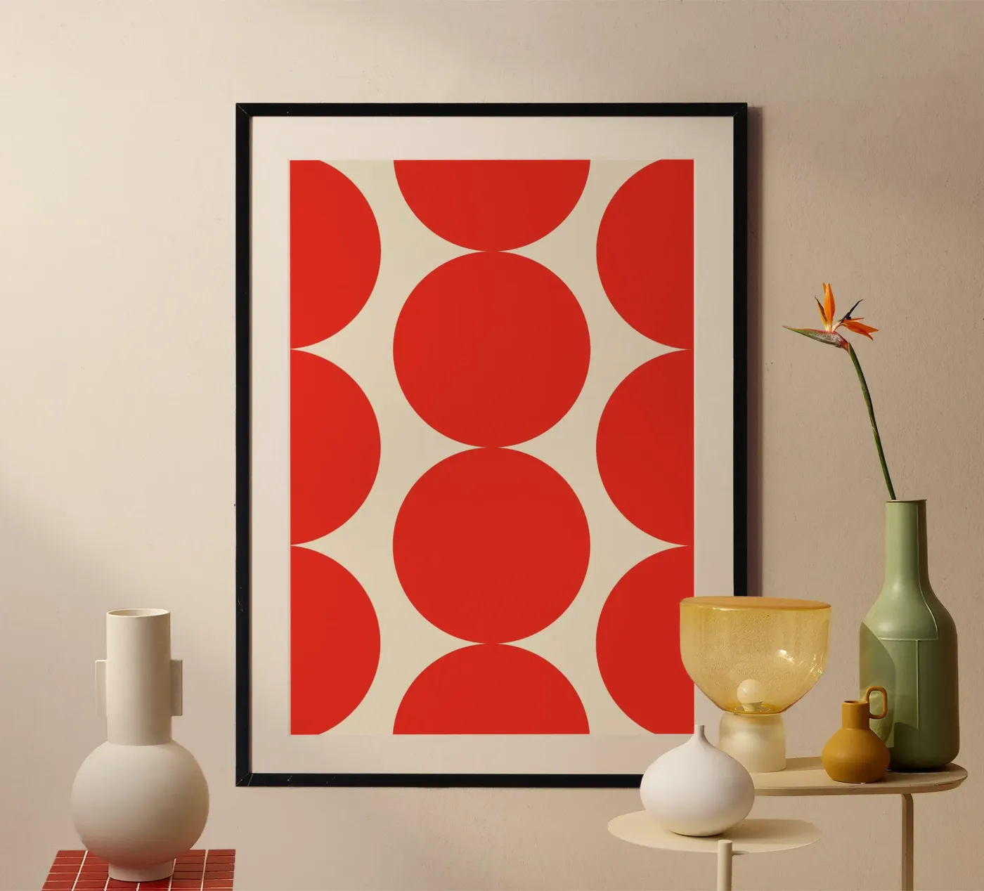 Red Dot Circle Abstract poster by galihstudio
