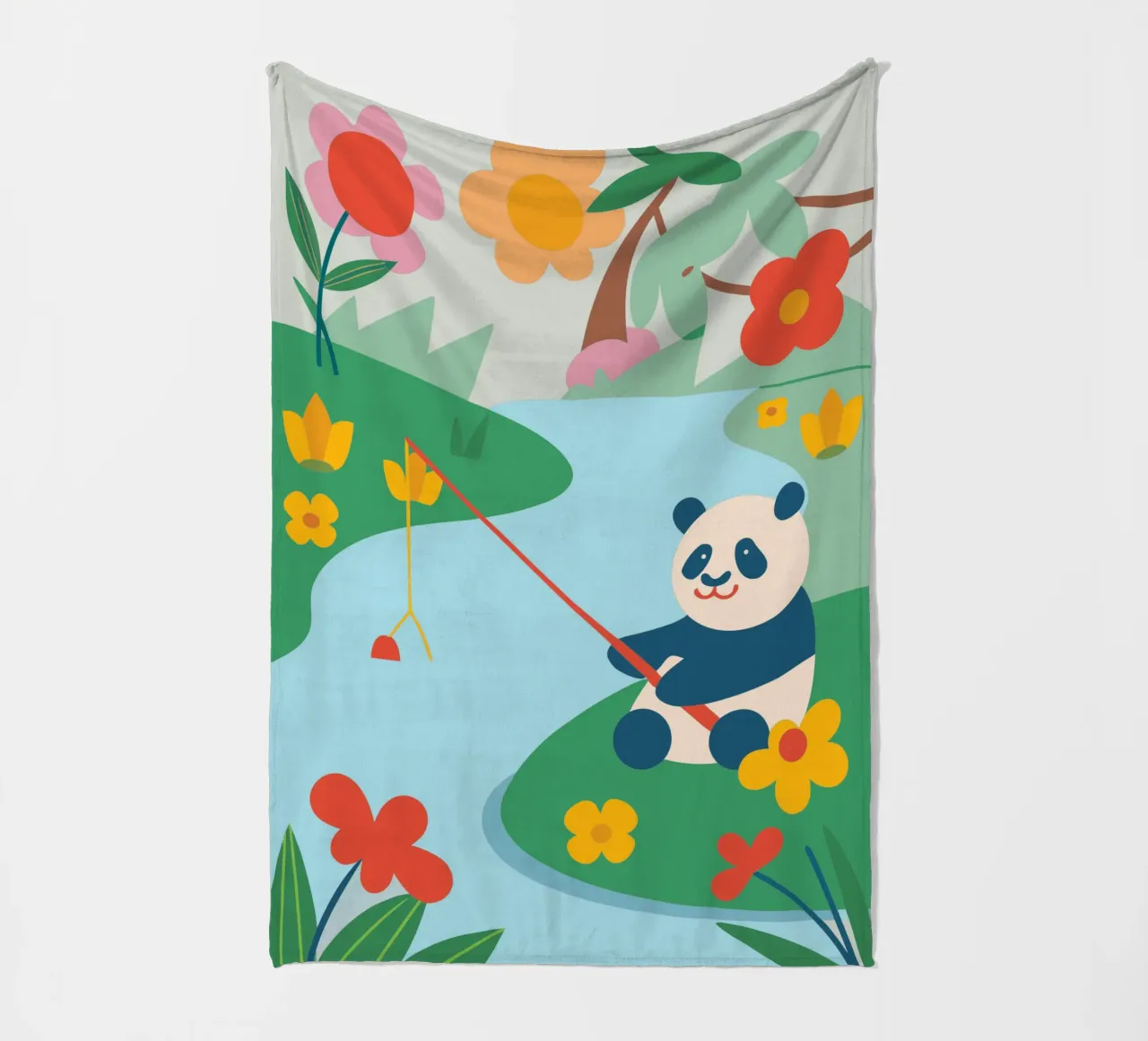 Fischereipanda Fleecedecke von CUTE ANIMALS