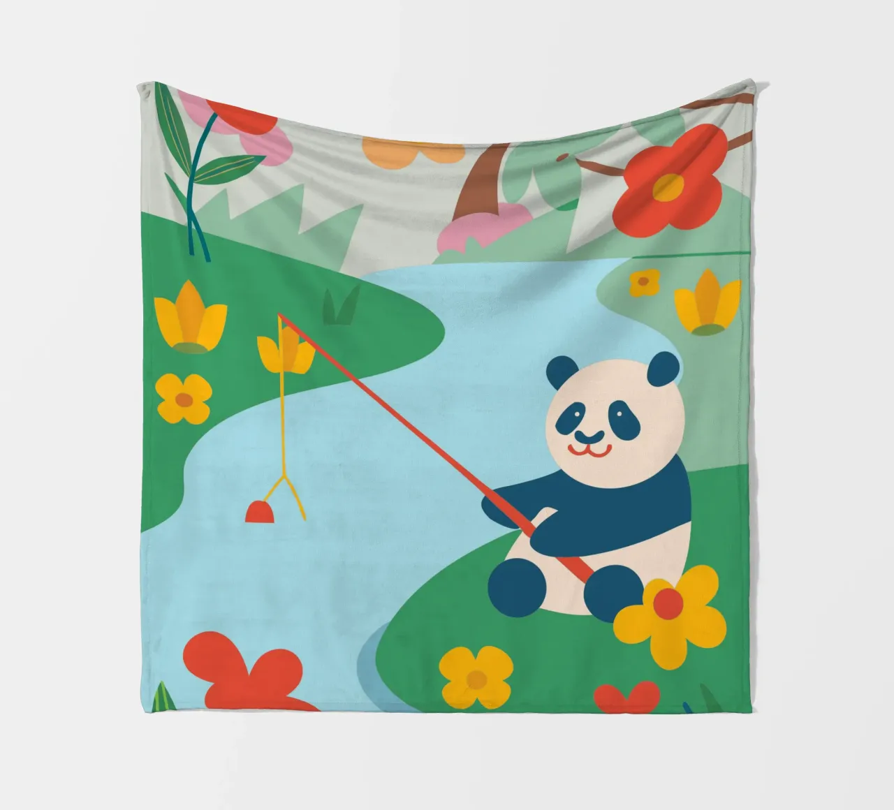 Fischereipanda Fleecedecke von CUTE ANIMALS