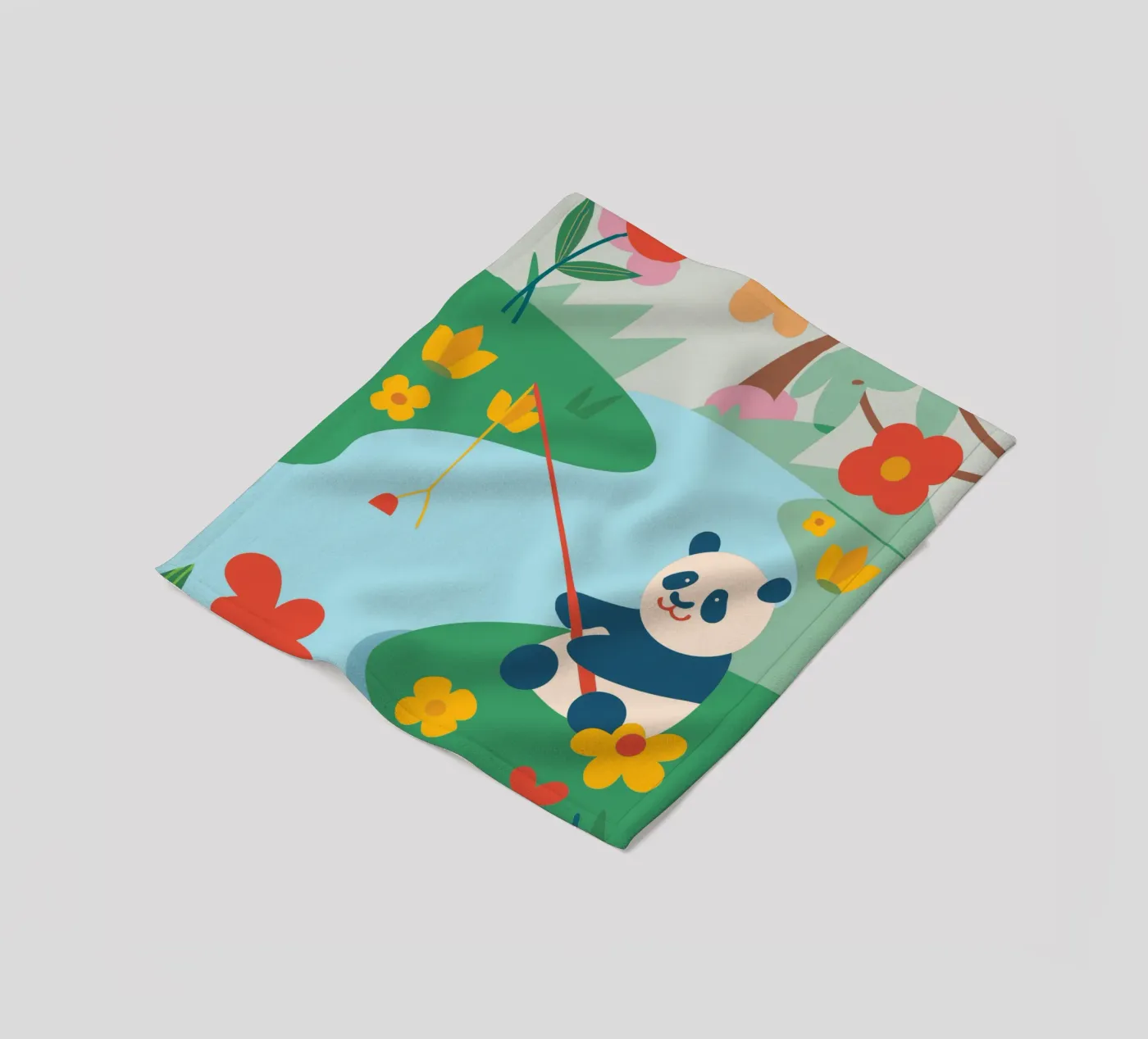 Fischereipanda Fleecedecke von CUTE ANIMALS