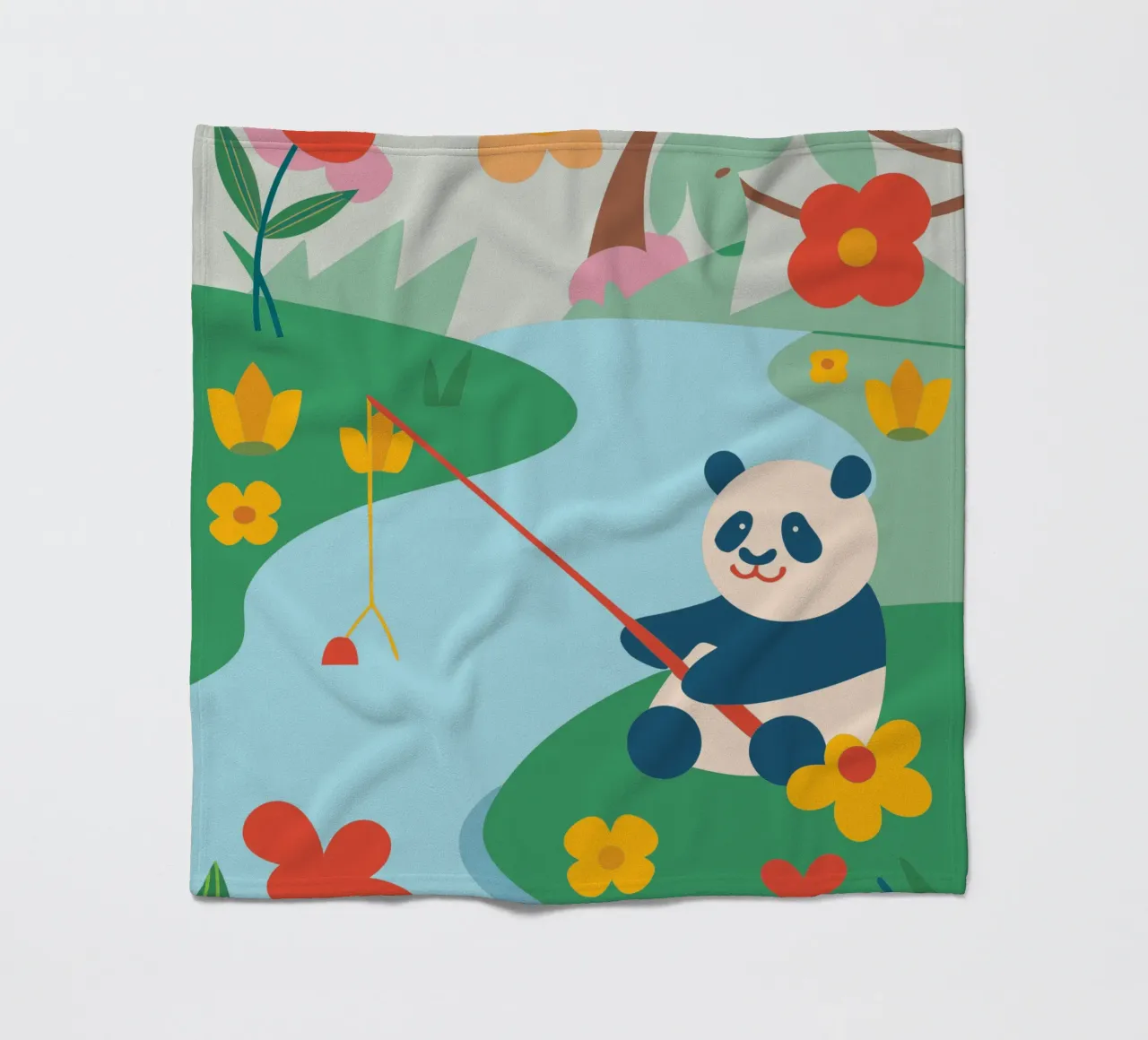 Fischereipanda Fleecedecke von CUTE ANIMALS