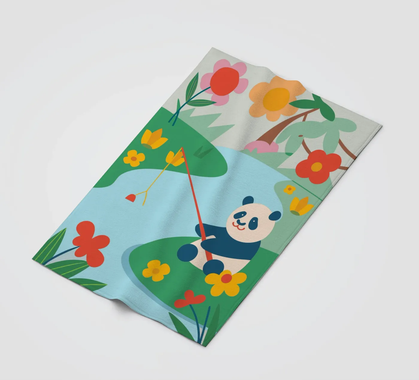 Fischereipanda Fleecedecke von CUTE ANIMALS