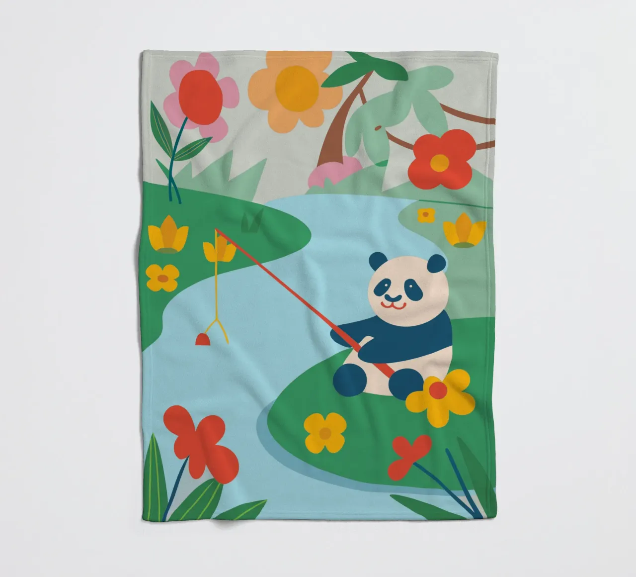 Fischereipanda Fleecedecke von CUTE ANIMALS