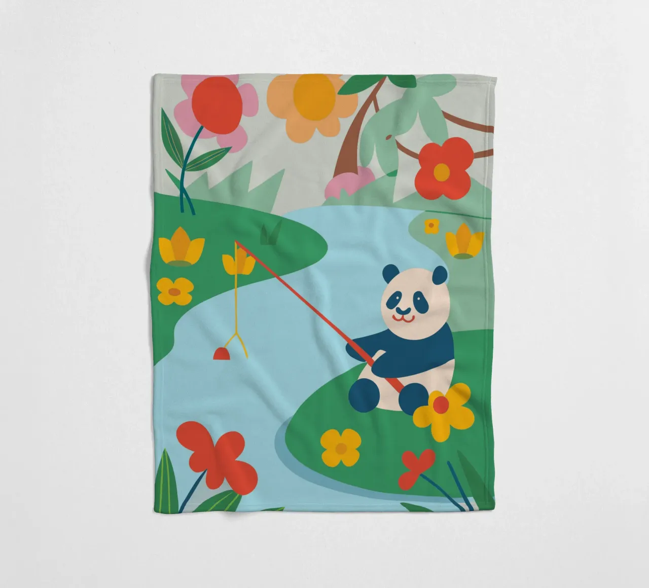 Fischereipanda Fleecedecke von CUTE ANIMALS
