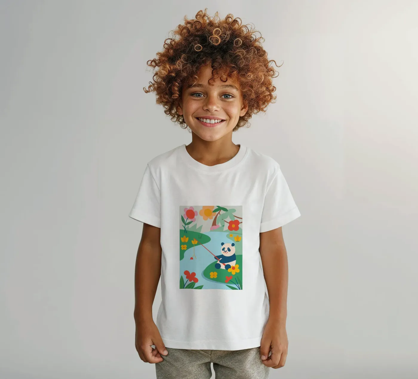 Fischereipanda Kinder T-Shirt von CUTE ANIMALS
