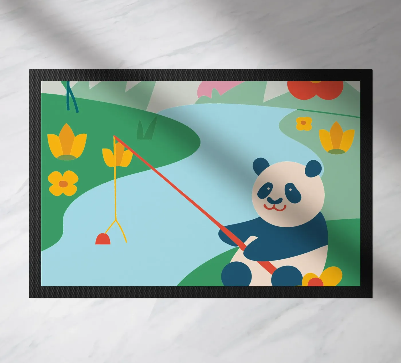 Fishing Panda doormat by CUTE ANIMALS