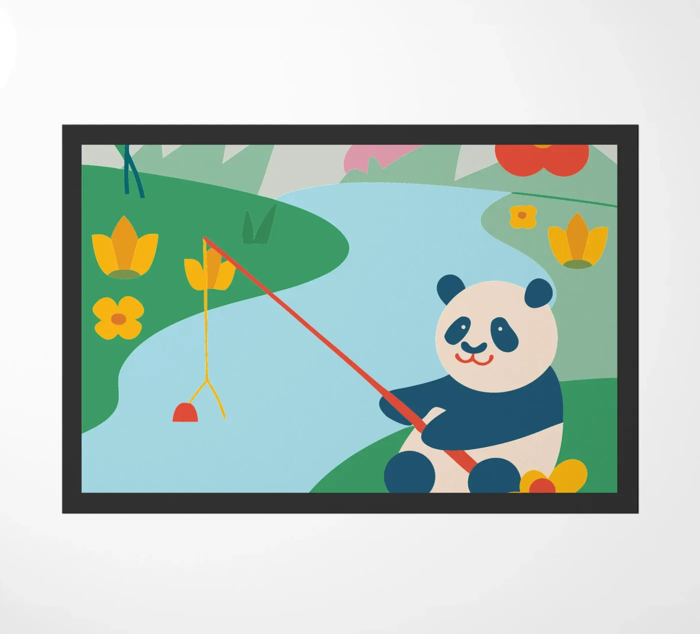 Fishing Panda doormat by CUTE ANIMALS