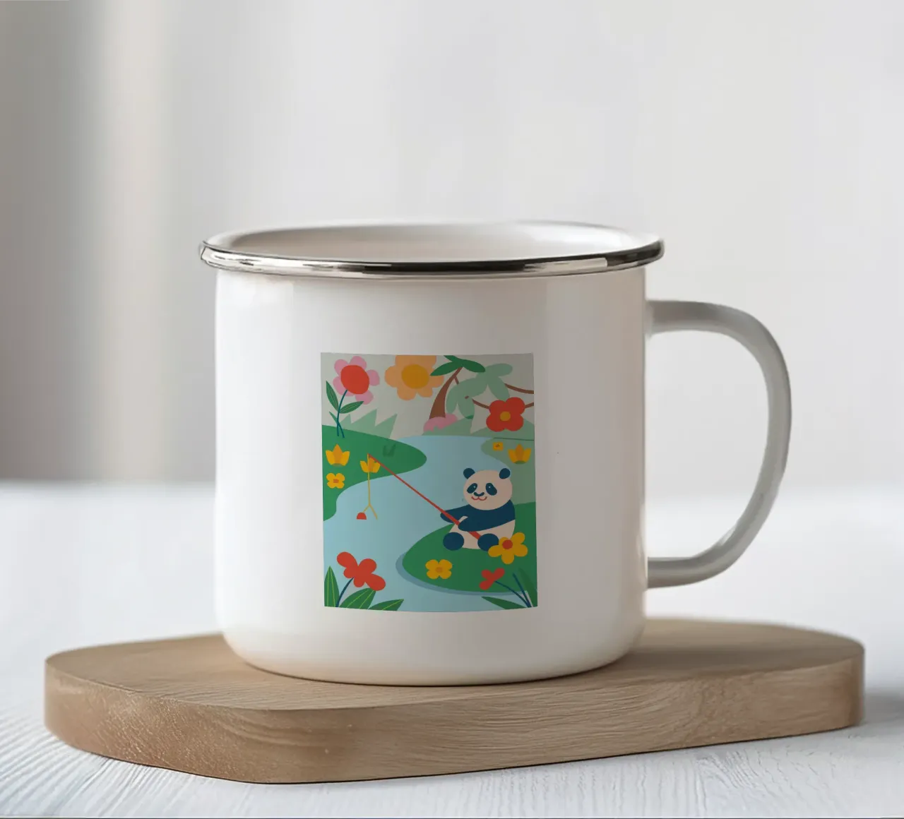 Panda da pesca tazza in smalto da CUTE ANIMALS