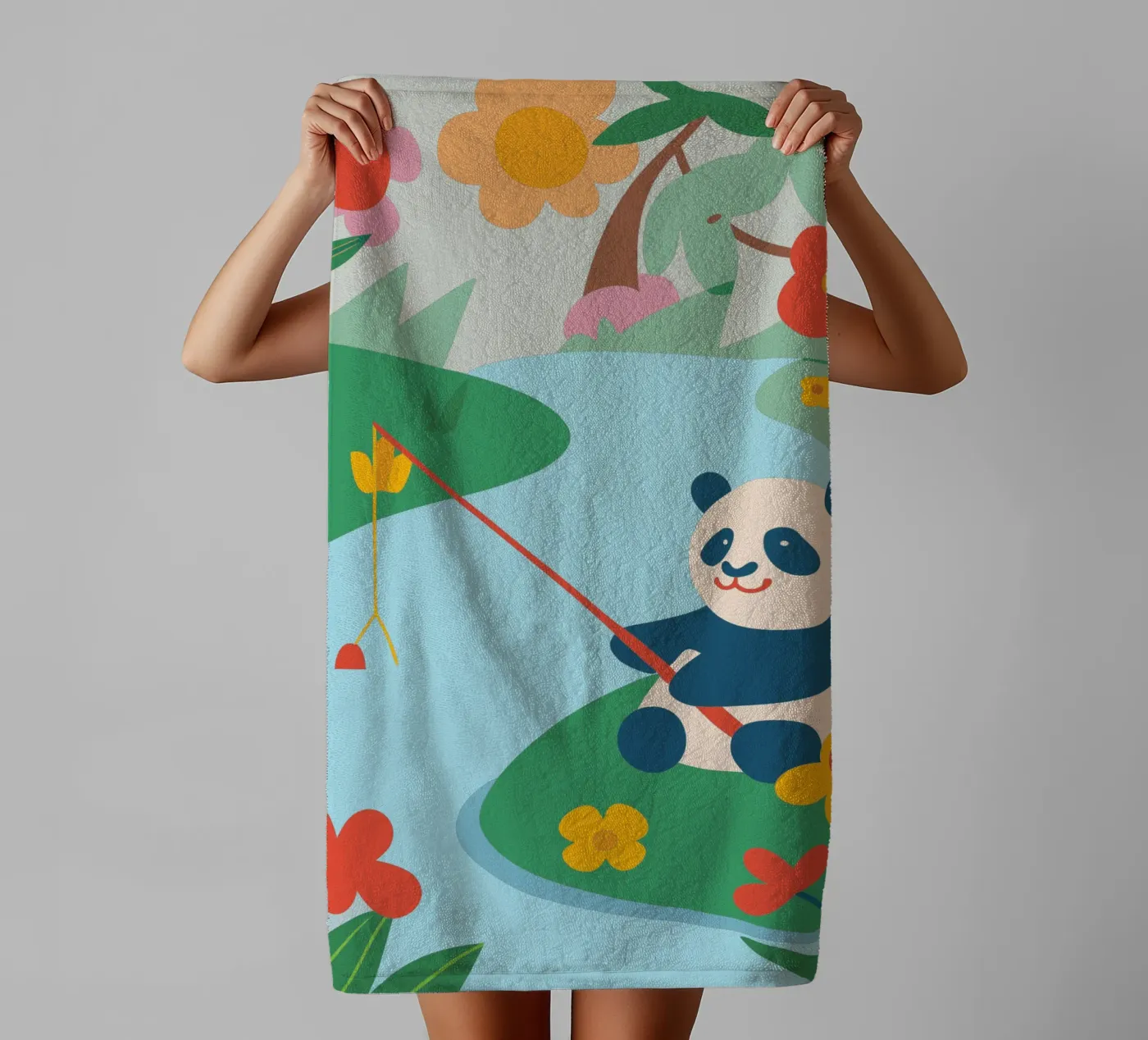 Fischereipanda Handtuch von CUTE ANIMALS