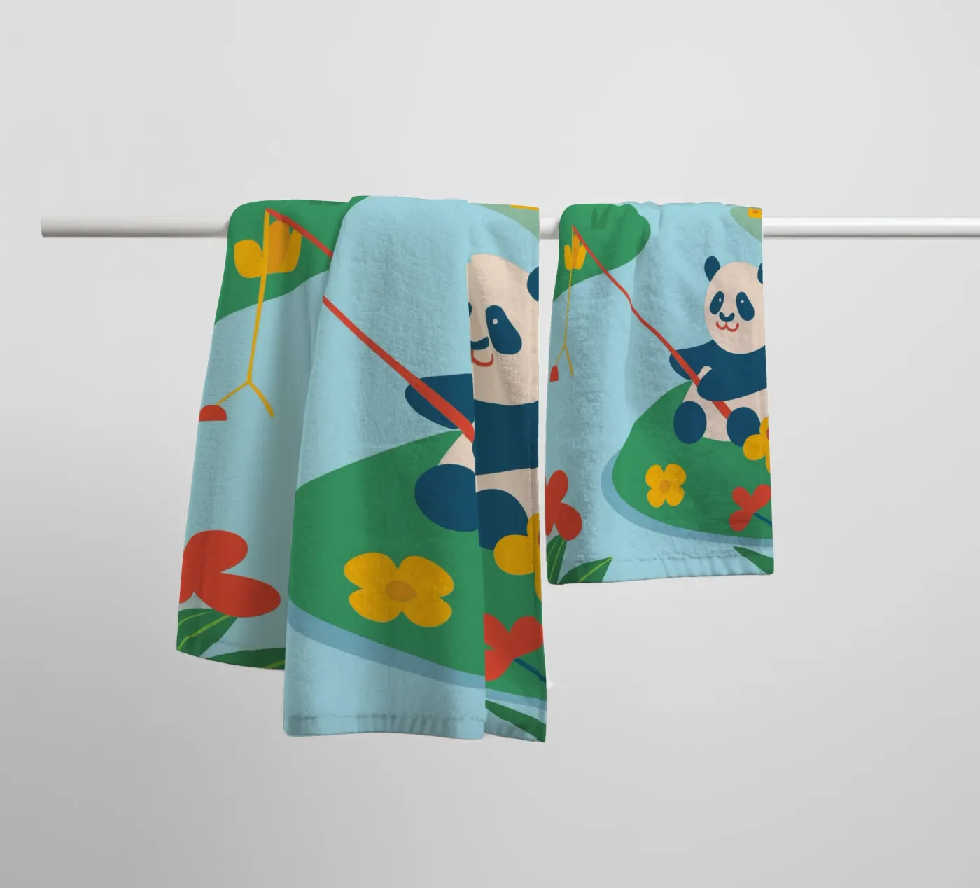 Fischereipanda Handtuch von CUTE ANIMALS