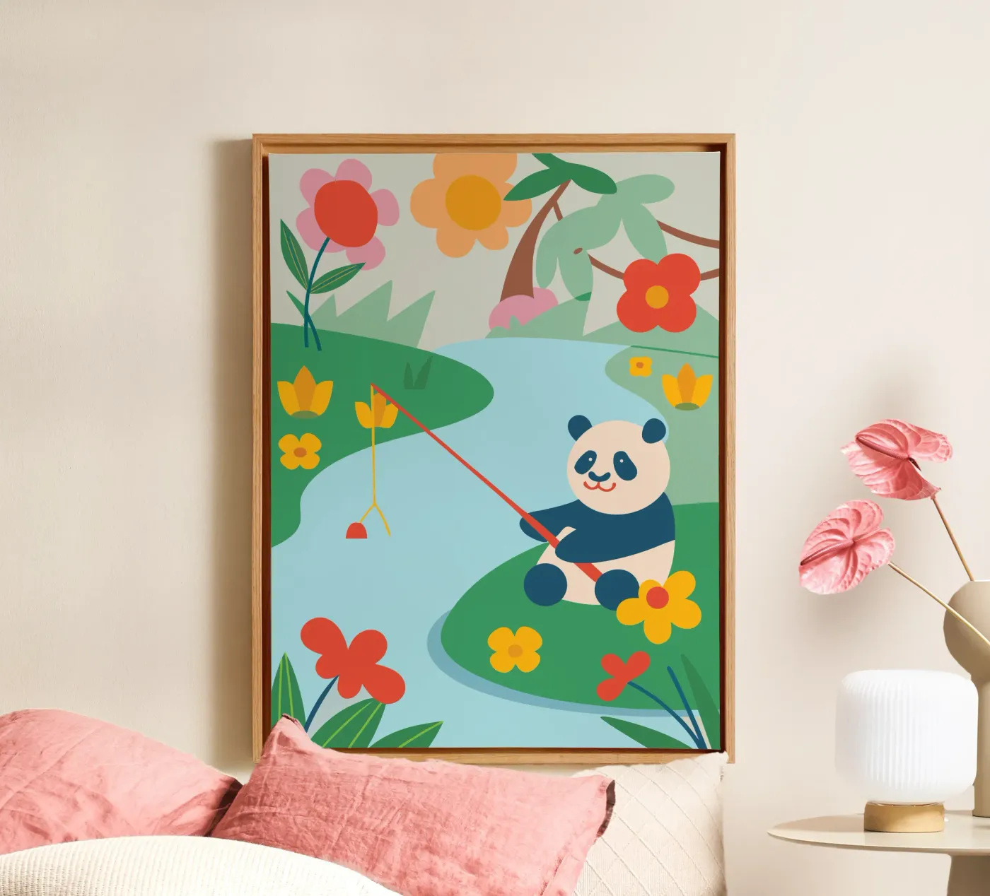Fischereipanda Leinwand von CUTE ANIMALS