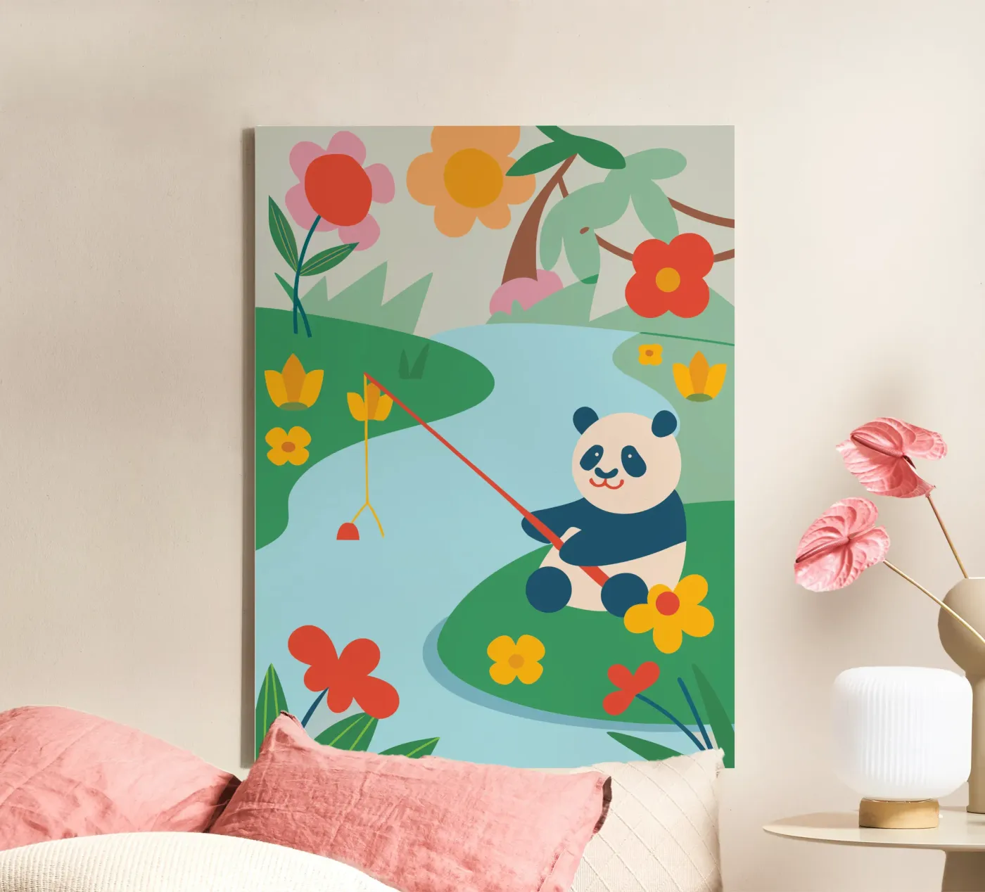 Fischereipanda Leinwand von CUTE ANIMALS