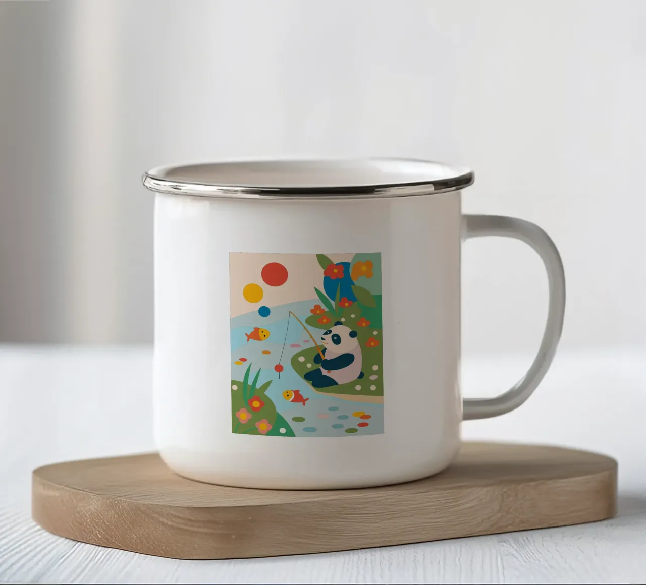 Panda da pesca tazza in smalto da CUTE ANIMALS