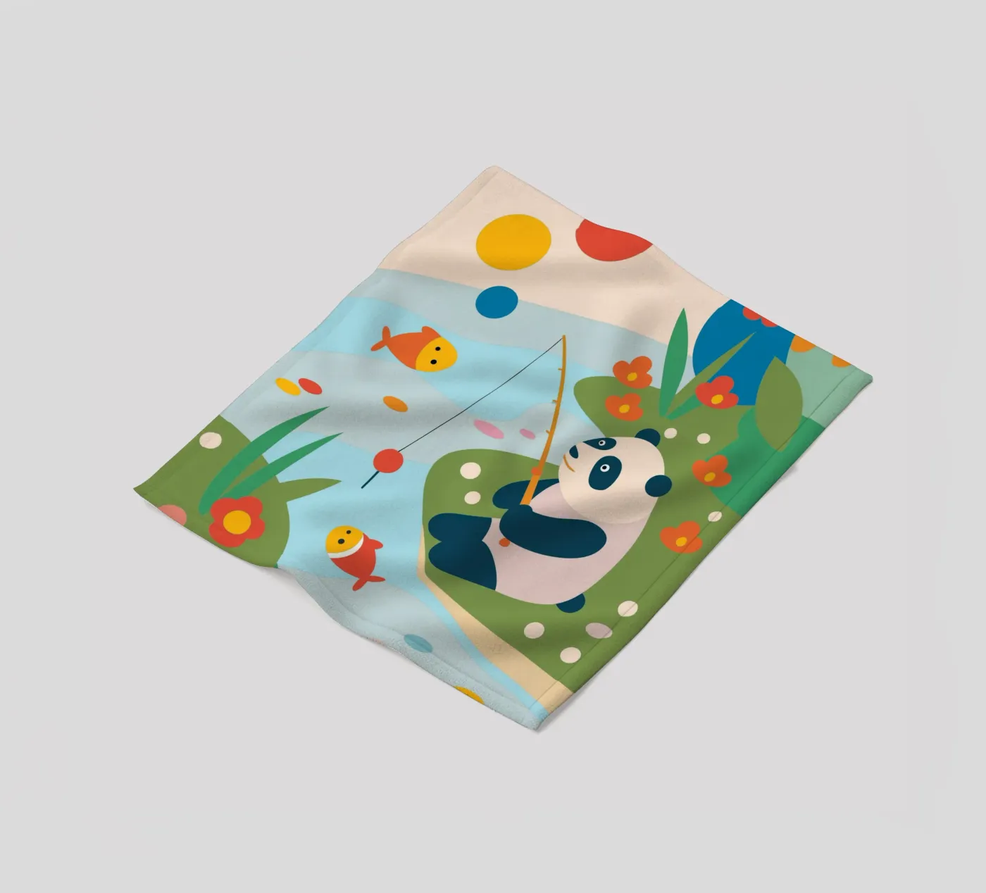 Fischereipanda Fleecedecke von CUTE ANIMALS