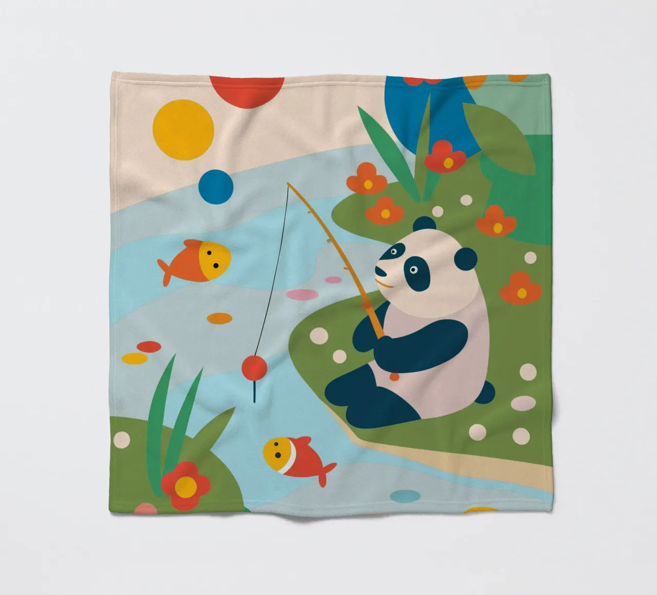 Fischereipanda Fleecedecke von CUTE ANIMALS