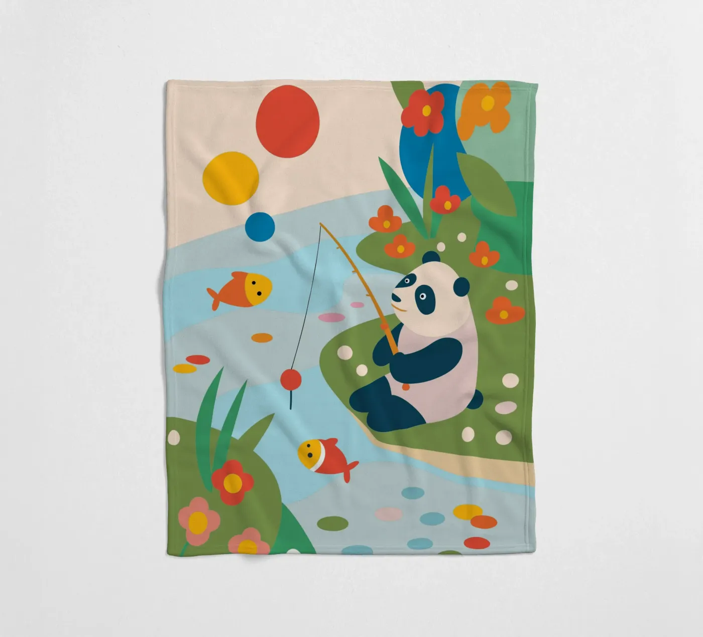 Fischereipanda Fleecedecke von CUTE ANIMALS