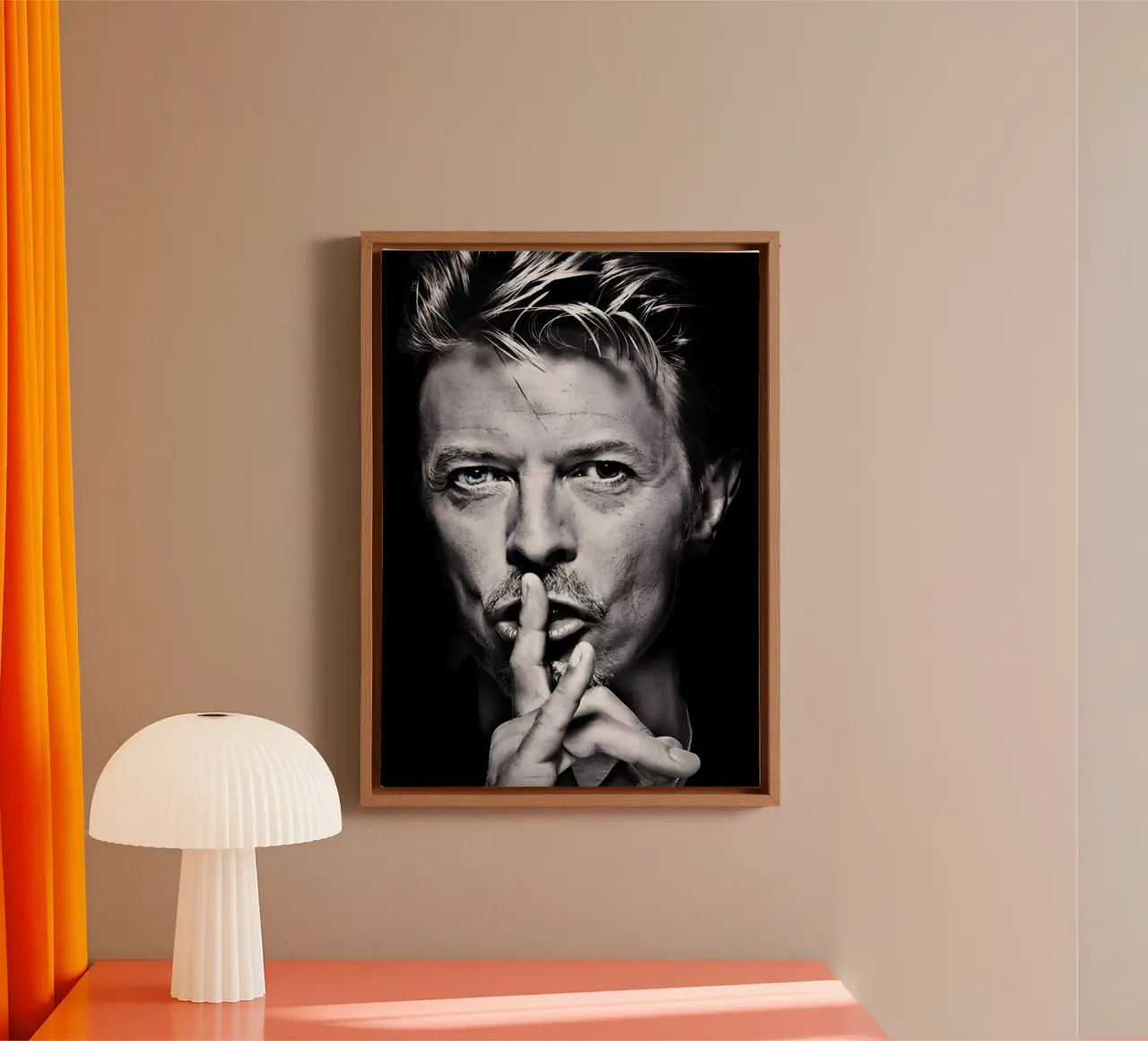 David Bowie tela con Cornice a cassetta da Low poly art