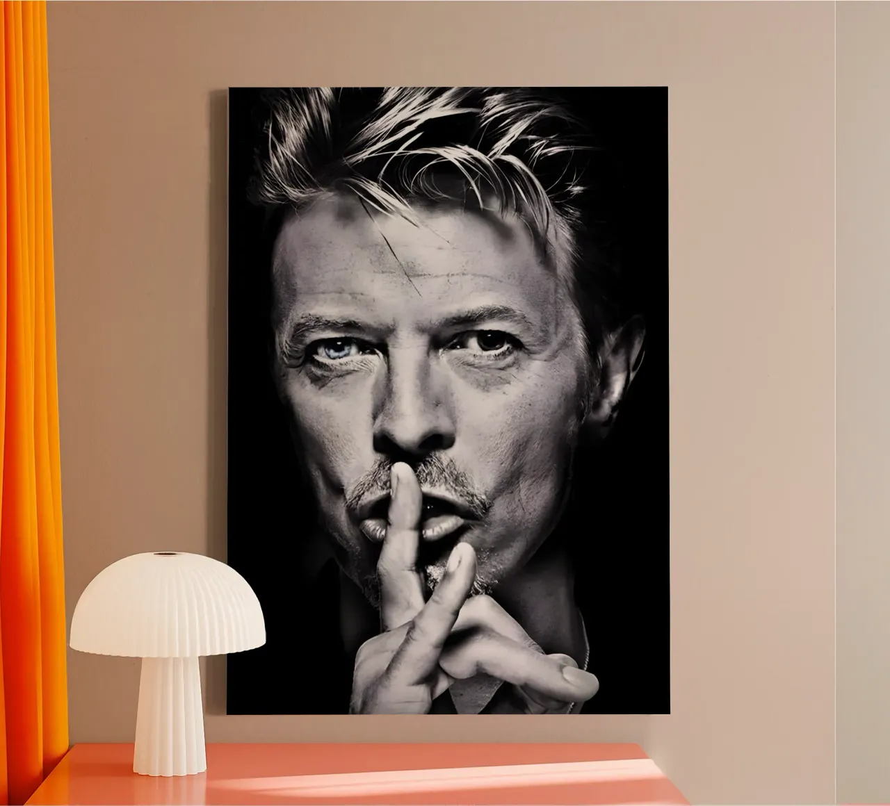 David Bowie tela con Cornice a cassetta da Low poly art