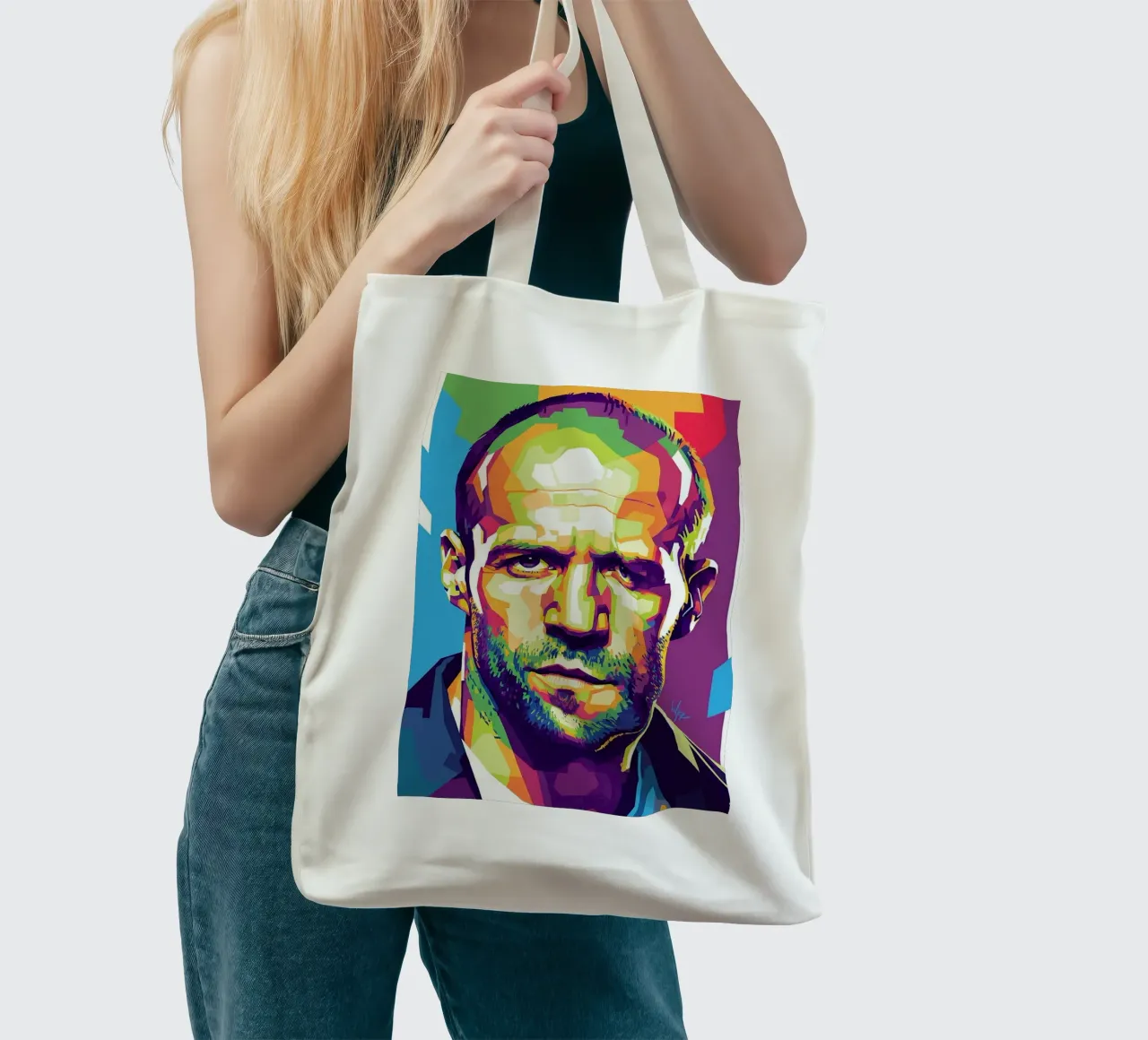 Jason Statham WPAP art style (1) borsa in juta da Hantamrata